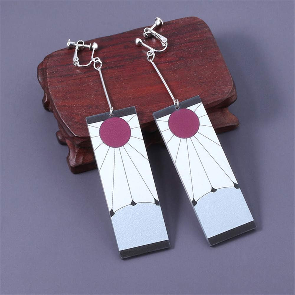 Anime Kamado Tanjiro Hanafuda Earrings - Kimetsu No Yaiba Hanafuda Earrings - Cosplay Accessories for Womens Girls