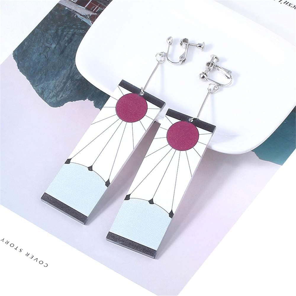 Anime Kamado Tanjiro Hanafuda Earrings - Kimetsu No Yaiba Hanafuda Earrings - Cosplay Accessories for Womens Girls