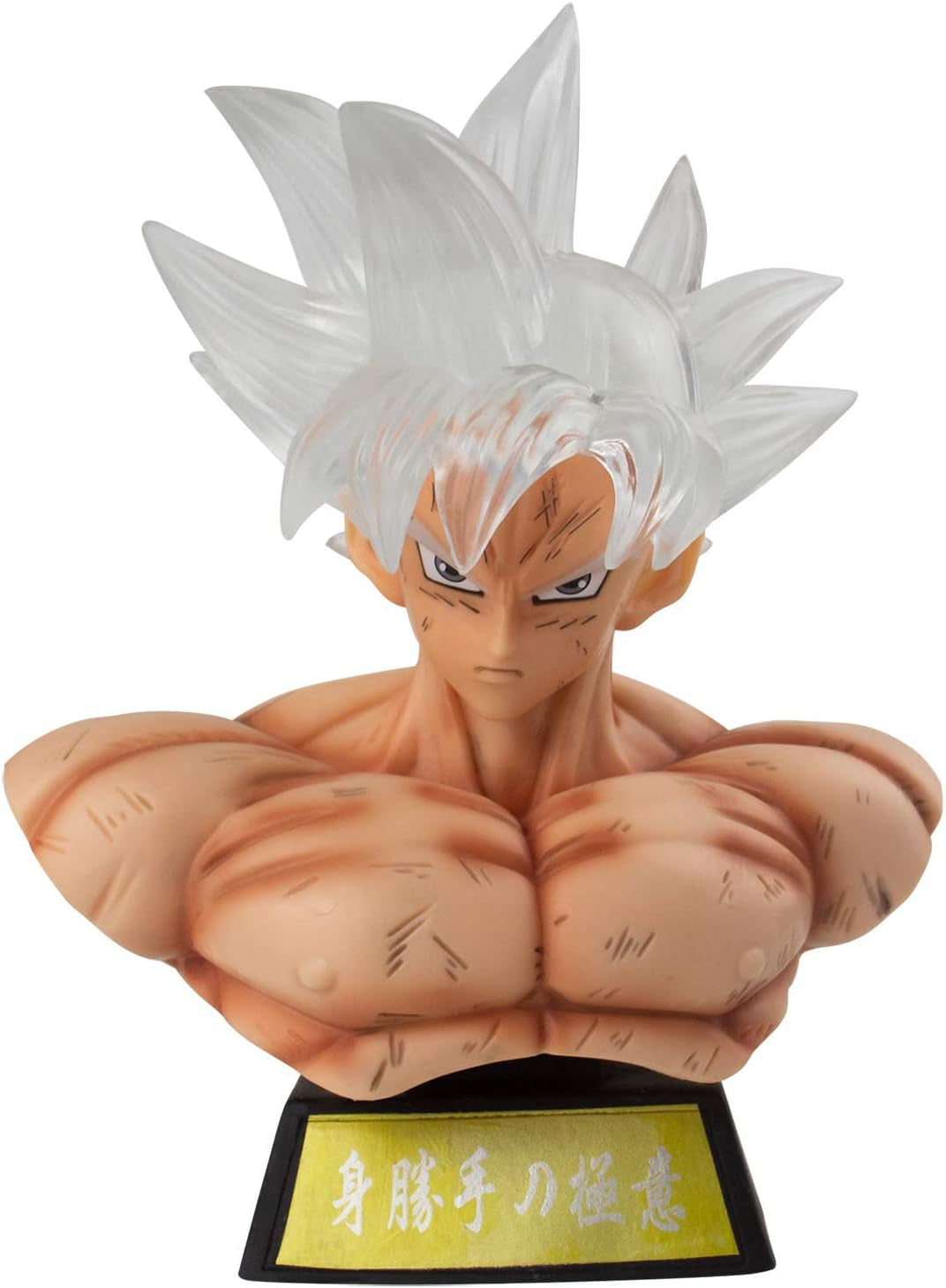 Super Saiyan Ultra Instinct Son Goku Bust Black Zamasu PVC Action Figure GK Collection DBZ Goku Figurine Model Toys Statue Home Car Decor (White Hair with LED)