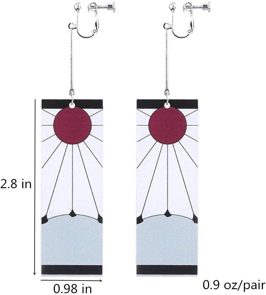Anime Kamado Tanjiro Hanafuda Earrings - Kimetsu No Yaiba Hanafuda Earrings - Cosplay Accessories for Womens Girls