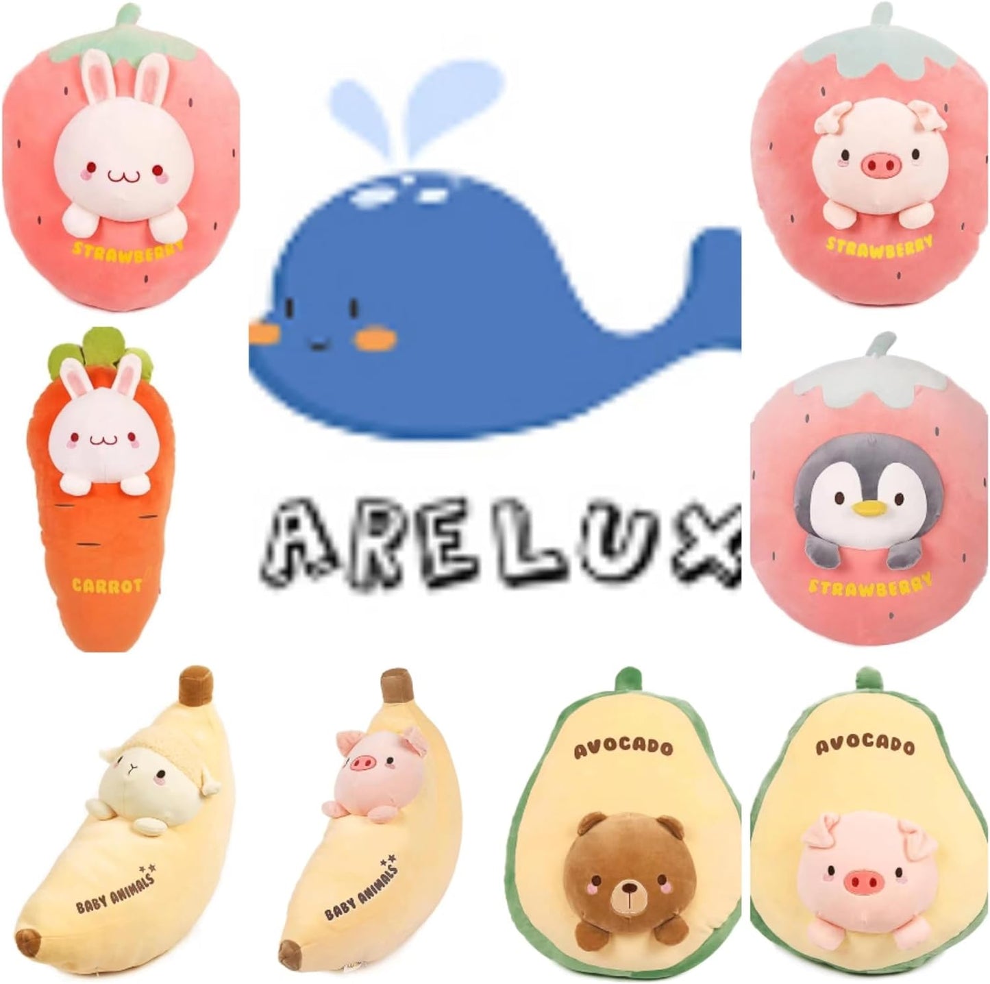 18In Bunny Plush Pillow Cute Strawberry Stuffed Animal Kawaii Anime Bunny Plushie Soft Hugging Pillow Plush Toy Friends Family Members