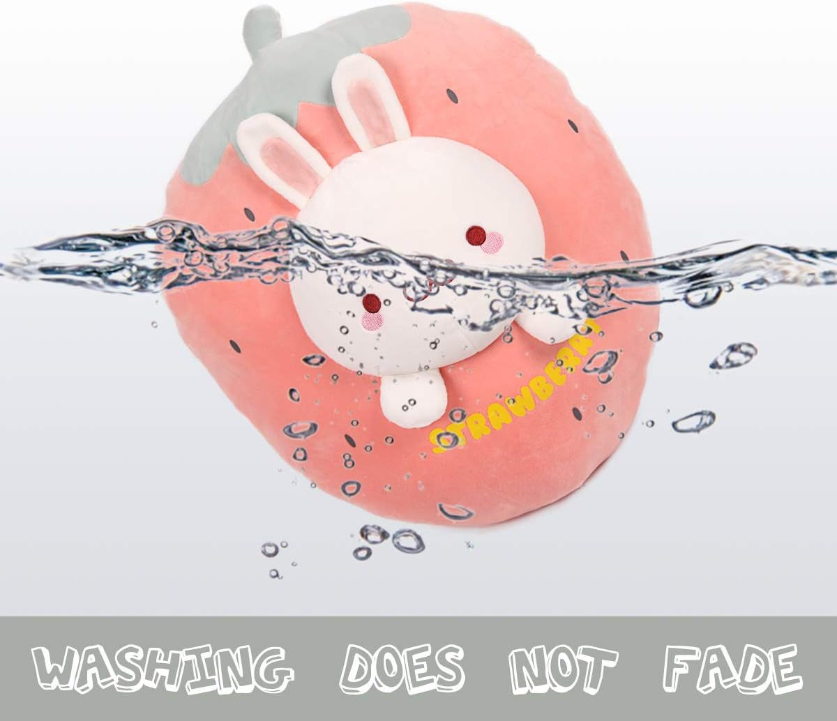 18In Bunny Plush Pillow Cute Strawberry Stuffed Animal Kawaii Anime Bunny Plushie Soft Hugging Pillow Plush Toy Friends Family Members