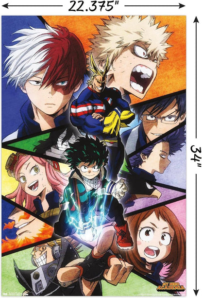 My Hero Academia-Faces Wall Poster, 22.375" X 34", Unframed Version, Bedroom