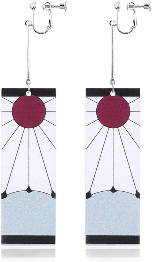 Anime Kamado Tanjiro Hanafuda Earrings - Kimetsu No Yaiba Hanafuda Earrings - Cosplay Accessories for Womens Girls
