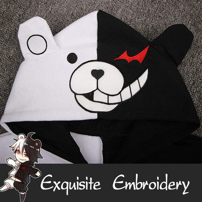 Black White Bear Hoodies Anime Cosplay Costume Zipper Unisex Jacket Uniform