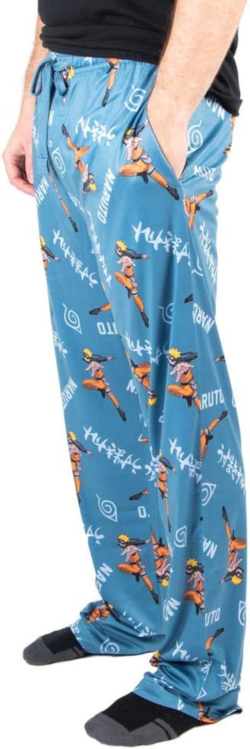 Naruto Shippuden Anime Cartoon Mens Blue All over Print Sleep Pajama Pants