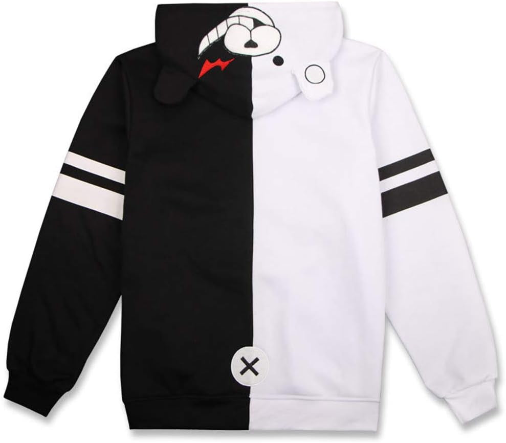 Black White Bear Hoodies Anime Cosplay Costume Zipper Unisex Jacket Uniform