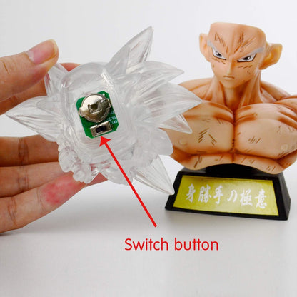 Super Saiyan Ultra Instinct Son Goku Bust Black Zamasu PVC Action Figure GK Collection DBZ Goku Figurine Model Toys Statue Home Car Decor (White Hair with LED)